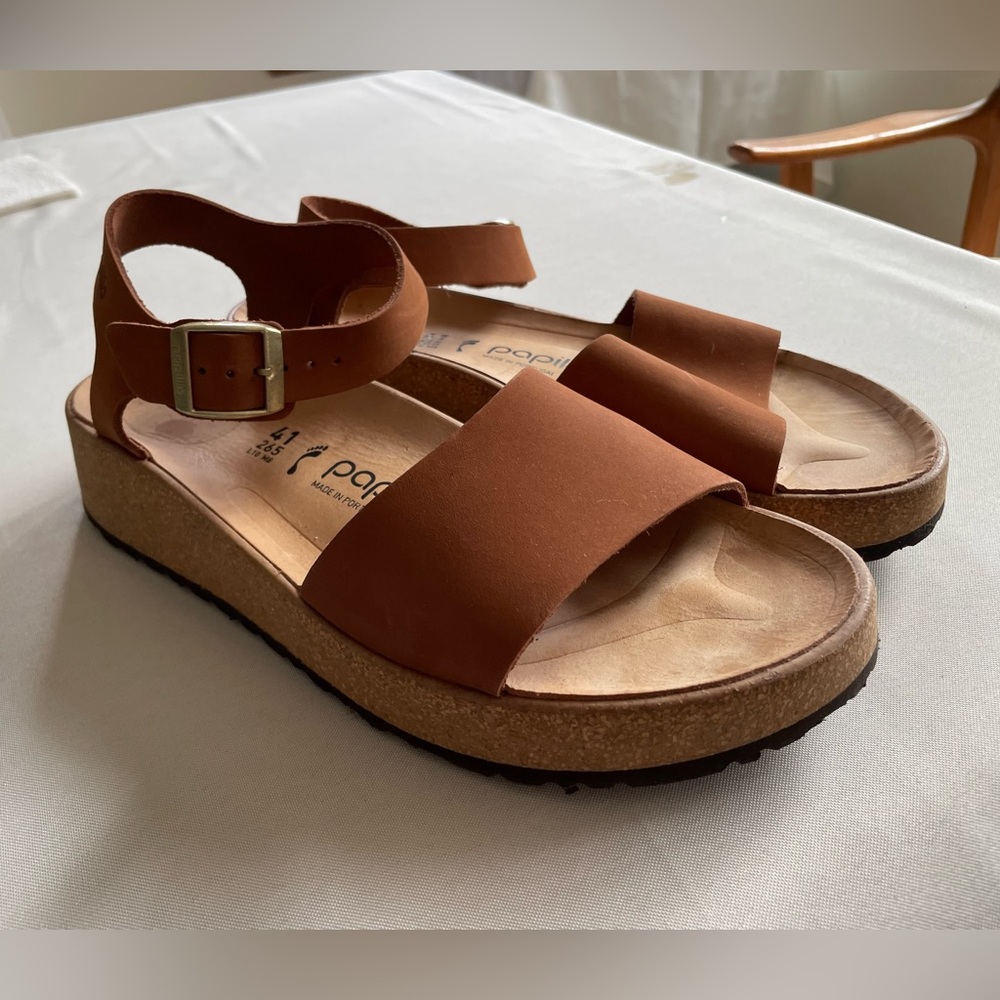 EUC Birkenstock Papillio Glenda Nubuck wedge sandal | Pecan | Sz 41 / US 10-10.5